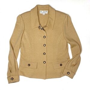 St. John Knit Button Front Blazer Tan 2